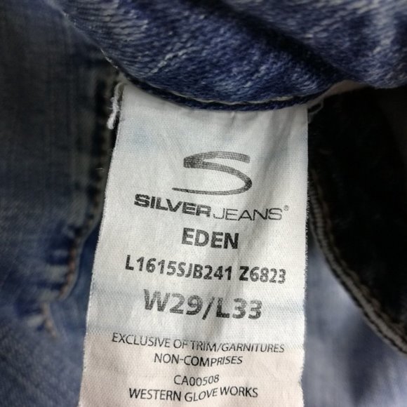 Silver Womens Jeans Eden Flare Blue Denim Light Wash Low Rise Embroidered 29 - Picture 14 of 15